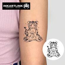 INKARTLINK 泰迪熊革命性纹身技术，半永久纹身，逼真纹身，暖心纹身，临时纹身，仿真纹身，防水，外观逼真，小众设计纹身，果汁纹身，植物纹身 - 黑色 - 查看 7