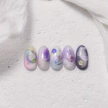 1pc Cartoon Galaxy Nail Stickers - Shiny Planets, Stars, And Hearts Design For Women And, DIY Nail Decals With Glittery Embossed Finish, Self-Adhesive Plastic, Nail Art Supplies | Cartoon Themed Nails | Embossed Finish Nails - 彩色 - 查看 8