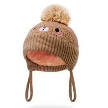 Cute Pom Pom Knitted Beanie Hat, European & American Style Newborn Infant Warm Windproof Pullover