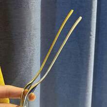 Furculiță cu mâner lung placată cu aur, din oțel inoxidabil 304, lustruită oglindă, de înaltă calitate