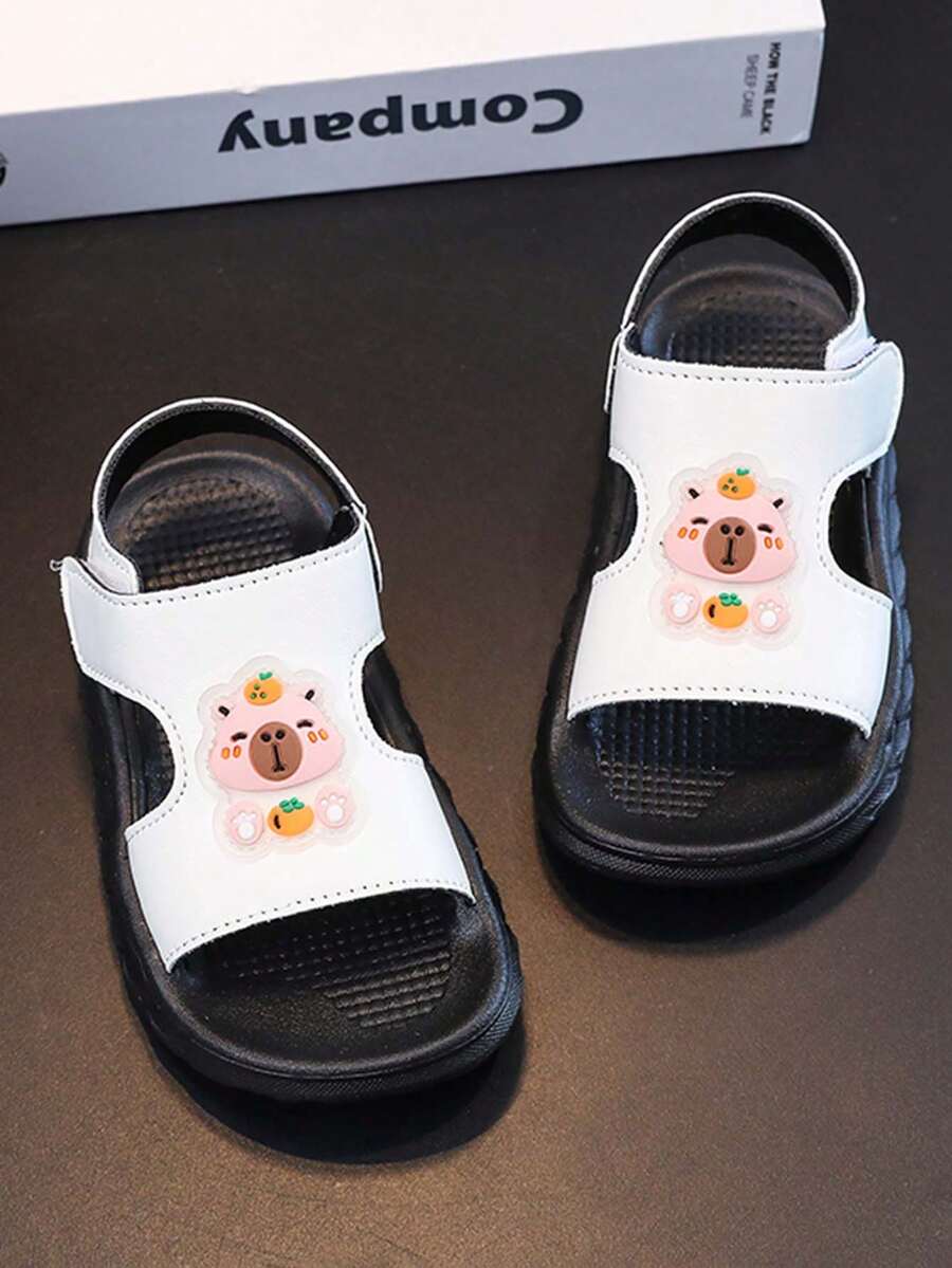 1 Pair Kids Cartoon Sandals, New Summer Children Soft Bottom Non-Slip Casual Sandals, Girls & Boys Fashion Beach Shoes - White - View 1