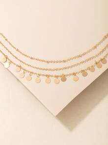 1 pieza Tobillera de cadena delicada de varias capas minimalista, joyería versátil adecuada para uso diario, casual, fiesta, cita, regalo (cadena hecha a mano con un número variable de pequeños discos redondos) - 17381-G - Ver 4