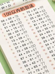 1本10-100加减法练习册，分解式和组合式数学题练习册，口算题卡，横版练习册（包含一些汉字，不影响产品正常使用） - 彩色 - 查看 10