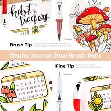 Ohuhu Markers For Adult Coloring Books No Bleeding 100 Colors Coloring Markers Water-Based Dual Tips Fineliner & Brush Drawing Pens Art Pens For Adults Sketch Journal - Maui - White - 100色 - 查看 7