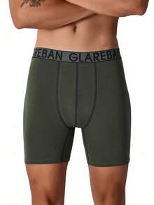 4 piezas Mediano Largo calzoncillos bóxer de algodón para hombre, ropa interior masculina, cómodos, deportivos. - Negro - Ver 9