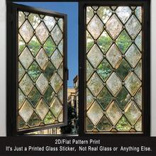 2D Flat Surface, 1 Piece Of Window Sticker, 2D Flat Surface Retro Diamond-Shaped Pattern PVC Electrostatic Adsorption Window Film, Retro-Style Home Decoration Window Film Decals For Living Rooms And Studies, Privacy Protection + Retro Texture, Custom Sizes Available, Home Decoration, Retro Geometric Design, Artistic Window Decoration, Electrostatic Adsorption, Durable Material, Adhesive Film, 2D Flat Surface, Window Decoration Film - 17.72*39.37吋(45*100公分) - 查看 6