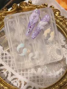 Molde de silicona 3D para decoración de uñas con arco y flecha de plumas de Cupido