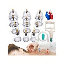 24/18/12/6pcs Professional Cupping Massage Set, With Manual Pump, High-Quality PS Material, Vacuum Suction Cup, Upgraded Thick Sealing Design, Reduce Fat, Better Effect, Relieve Muscle, Ideal Body Massage Set For Home, Yoga, Beauty, Holiday Party, Christmas Gift