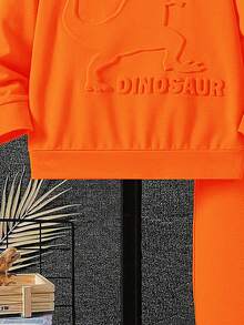 2件套男童休闲3D恐龙图案连帽卫衣和裤子套装，春秋季