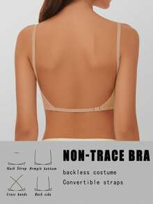 Women's Seamless Backless Strapless Bra - Lightweight & Breathable Thin Cup, Adjustable & Convertible Shoulder Straps, Light Support (Ideal For A/B Cup) - Wedding, Formal Dress, Camisole Underwear,Summer Wear,Bridallingerie