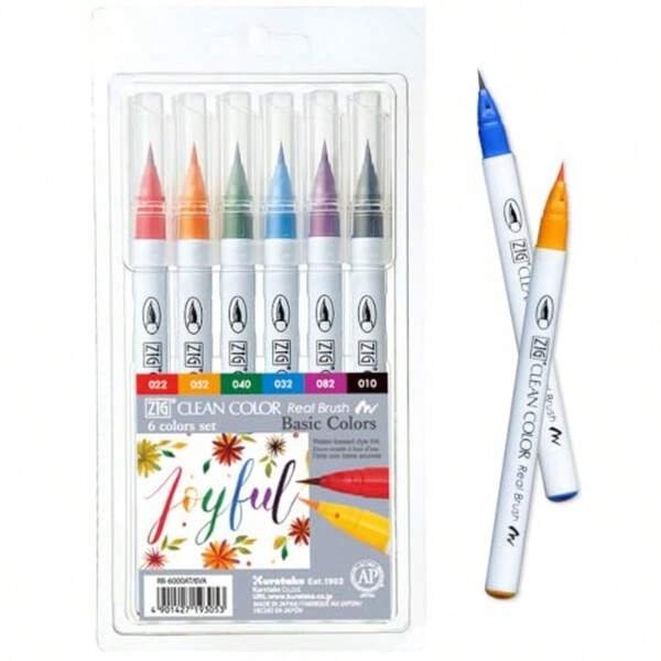RB6000AT 6VA ZIG CLEAN COLOR REAL BRUSH 6 COLOUR SET Marker