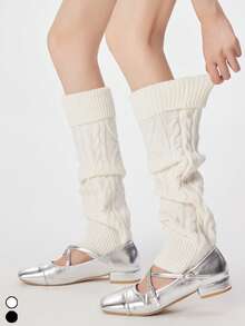 1 双条纹拼布宽腿针织腿套，可爱学院风，温暖的日常穿着腿套，适合娇小女性和女孩 - 正反兩穿款 - 查看 24