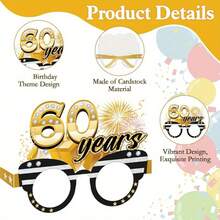 9pcs 60th Birthday Paper Cups, Unisex, 60th Birthday Photo Props Party Supplies, "Hello 60, Cheers To 60 Years" 60th Birthday Party Favors - Black - View 5