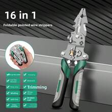 2025 New Foldable, Thick & Durable, Multi-Functional Wire Stripper Pliers, Professional Electrician Tool For Cable, Wire Harness Extraction, Industrial Grade Wire Cutter With Screw Driver, Coil Design, Stainless Steel Material, Stylish Design