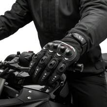 Kit Of 2 Full Finger Gloves With Tactical Protection For Motorcyclists, Bikers, Delivery Drivers, Cycling, Biking, And Motorcycles + Reinforced Leg Pouch/Crossbody Bag/Thigh Bag With Multi-Purpose Pockets - 黑色 - 查看 4