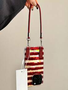 Ốp lưng điện thoại chống sốc sọc đỏ nâu cổ điển sang trọng tương thích với iPhone 17 Pro Max 17 Pro 17 16 Pro Max 16 Pro 16 15 Pro Max 15 Pro Max 15 Pro 15 Pro Max 14 Pro 13 12 Pro Max 11 Ốp lưng bảo vệ dây ngắn thời trang - Sọc đỏ và vàng - Xem 6