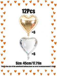 Zestaw 12 balonów w kształcie serca, 18 cali, czerwone, srebrne, różowe złoto, fioletowe balony foliowe, odpowiednie do dekoracji walentynkowych, romantycznych dekoracji, dekoracji na randkę dla par, dekoracji na przyjęcie urodzinowe - Wielokolorowe - Zobacz 12