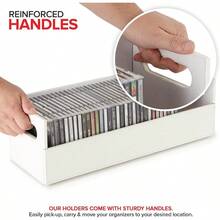 Stock Your Home CD Storage Box Organizer Shelf For Movie Cases DVDs Cassette Tape Display Stand Disc Holder Can Store Up To 40 CDs Faux Leather White - White - View 4