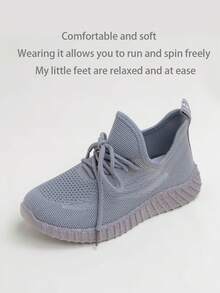 1 Pair Spring Minimalist Fashion Lace-Up Sports Shoes For Boys And Girls, Comfortable And Durable, Suitable For All Seasons - Grey - View 9