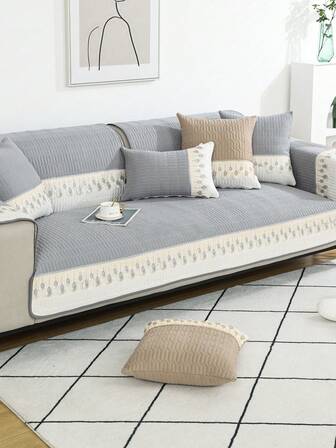 1 pieza Funda de sofá bordada con plumas, lavable en todas las estaciones, cojín antideslizante que evita que las mascotas se rasquen y la pérdida de pelo de las mascotas