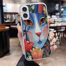 Blue Cat Face A Delicate And A Delicate And Elegant Design Phone Case Made Of TPU Material Shockproof Beautiful Cute Compatible With IPhone 16 15 14 13 1217 Pro Max Gift For Birthday, Mother, Family, Friends, Boyfriend, Girlfriend - Clear - View 5