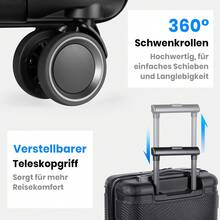 Carry-On Suitcase, Trolley Suitcase With Adjustable Telescopic Handle, ABS Hard Shell Suitcase With TSA Lock And Smooth Wheels, Luggage, Rolling Suitcase For Women & Men, 55*39*20cm - 黑色-21英寸 - 查看 5