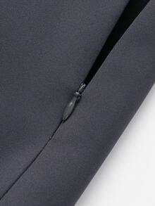 Women's Casual Versatile Solid Color Zipper Waist Belt Skort Summer - Dark Grey - View 5