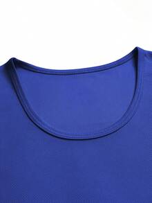 Men Solid Color Sleeveless Gym Tank Top Muscle Fit Workout Fitness Top Summer - Royal Blue - View 5