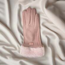 1 Pair Of Women's Winter Warm Touchscreen Gloves - Fleece Lining, Durable Polyester, Multiple Color Options, Suitable For Snow Sports And Christmas Gifts, Multi-Purpose Design, Outdoor Sports Gear|   Ergonomic Glove Design|   Soft Textured Gloves - 粉紅色 - 查看 6