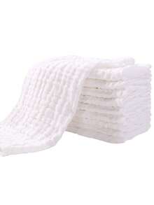 12pcs Baby Towel Set – Hospital-Bag Essentials Unisex Newborn Solid-Color Burp Cloths, Bath Towels And Washcloths For Boys And Girls. Six-Layer Ultra-Absorbent Fabric For All-In-One Use: Feeding, Bathing, Hand-Drying, Sweat-Wiping, Pillow Cover, Burping And Nursing. - White - View 8