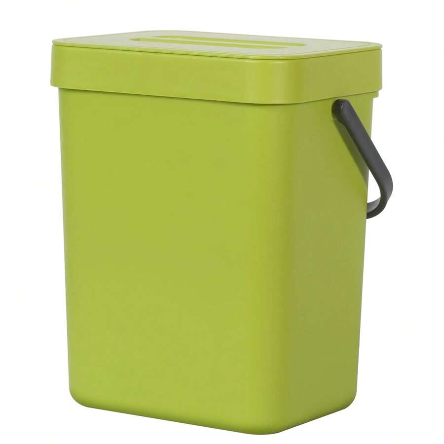 Puro - cubeta de basura para colgar en la pared con tapa, 1.32 galones / 5 l, pequeño cubeta de basura de cocina para encimera, mini cubeta de basura de comida - Blanco - Ver 1