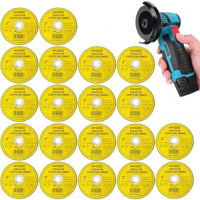 Kit 20 Discos Corte Ferro 76mm 3 Polegadas Amarelo Esmerilhadeira Economia Profissional Total