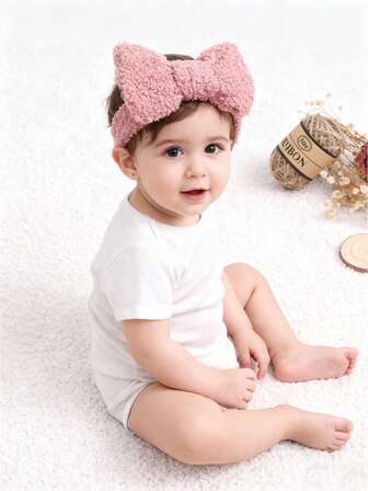 3pcs Plush Bow Baby Headbands, Suitable For Autumn/Winter, Newborns, Parties, Photo Shoots