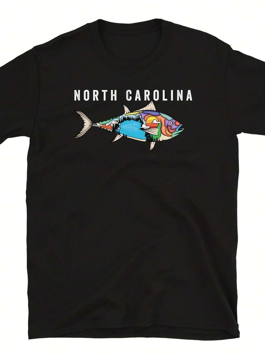 North Carolina Shirt, North Carolina Tuna Fishing Shirt, Tuna Fish Shirt, Deep Sea Fishing, Fisherman Shirt, Charter Fishing, Fisher Gift,This Fun Printed Casual T-Shirt Is The Perfect Gift For Valentine's Day/Christmas - 款式29 - 查看 1