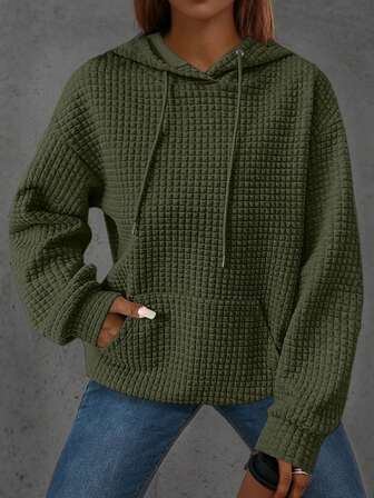 Damen Pullover in Große Größen, lässiger Stil, einfarbig, Jacquard-Strick, locker geschnitten