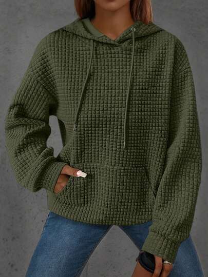Plus Size Women's Casual Solid Color Jacquard Knit Loose Fit Pullover Sweatshirt Spring