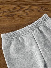 2件套男婴休闲可爱刺绣字母长袖运动衫和纯色运动裤套装 - 淺灰色 - 查看 8