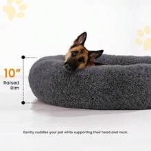 Calming Dog Bed AntiAnxiety Donut Dog Beds For Small Medium Large Dogs Washable Plush Fluffy Indoor Cat Kitten Round Cuddler Cushion For Relaxation And Comfort In Home Or Travel Settings Dark Grey XXLarge - XXLarge - 查看 3