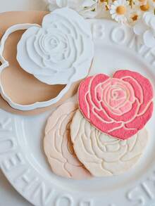 妈妈生日翻糖饼干模具 情人节母亲节快乐 爱心玫瑰造型压花压模 DIY烘焙工具 - 模具 - 查看 1