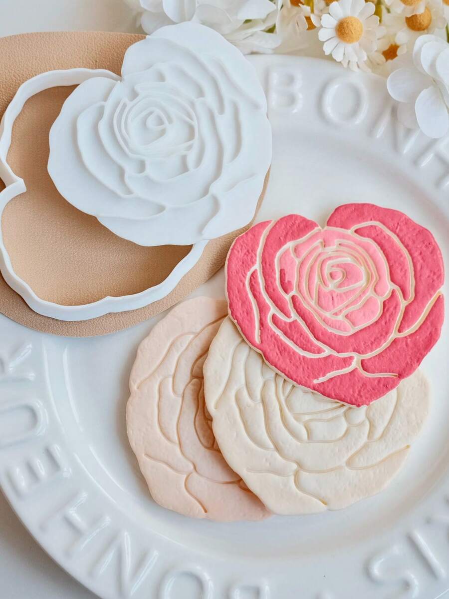 妈妈生日翻糖饼干模具 情人节母亲节快乐 爱心玫瑰造型压花压模 DIY烘焙工具 - 模具 - 查看 1