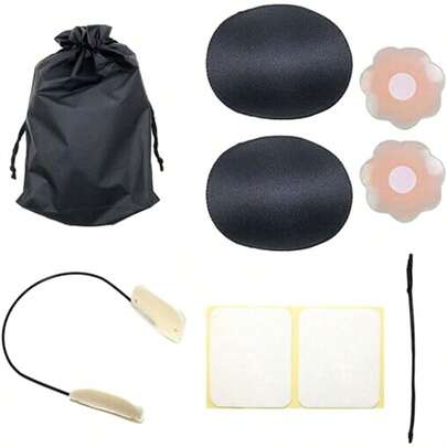 New Invisible Bra PushUp Frontless Breast Lift Up Deep Covers Backless Comfortable Adhesiv Comfortable Strapless Design Black Beige