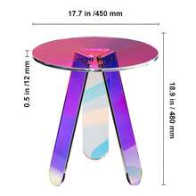 Round Iridescent Side Table, Acrylic End Table, Clear Rainbow Acrylic Coffee Table For Drink, Food, Snack Used In Living Room, Bedroom, And Study - Màu sắc óng ánh tròn - Xem 10