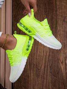 Comfortable,Casual,Commuter,Mothers Day Gifts ,Holiday,Halloween,Christmas,Personalized,Halloween Women's Fashion,Fallfreshnes,1 Pair Women's Striped Casual Sport Shoes, Lightweight Round Toe Sporty Style Low-Top Athletic Sneakers - White and Green - View 4