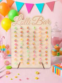 60孔木制棒棒糖展示架，迷你棒棒糖展示架，乡村婚礼糖果吧，生日派对装饰，婚礼装饰，婴儿派对装饰，家居装饰，厨房餐桌装饰，蛋糕棒棒糖和棒棒糖台面展示架，糖果自助餐和派对礼品收纳架，户外花园下午茶派对用品 - 原木色 - 查看 3