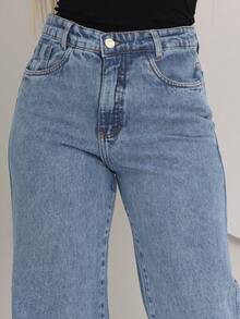 Women Jeans - 中等水洗藍 - 查看 5