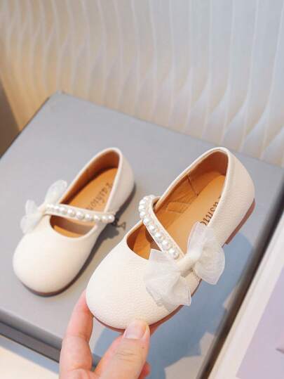 Zapatos de cuero con moño para niñas, nuevos para otoño. Zapatos casuales de moda y versátiles para estudiantes, zapatos de princesa para uso al aire libre, actuaciones y slip-on planos.