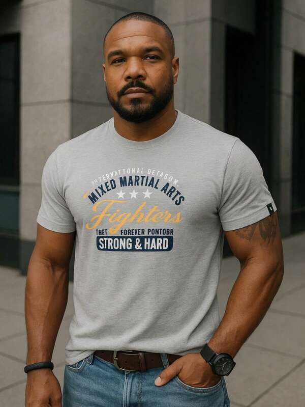 Camiseta Camisa Masculina Pontobr Fighters Manga Casual Basica Curta Estampada Malha 100% Algodão