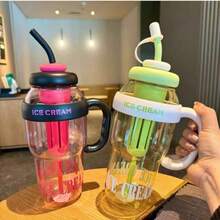 Large 1350ml Silicone Straw Water Bottle With Portable Filter - 玫瑰寶貝 - 查看 3