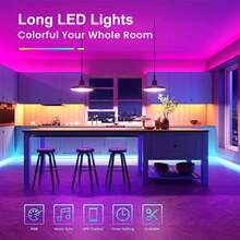 100FT Bluetooth LED Strip Lights, RGB Color Changing Led Strip Lighting With Remote And Smart APP Control, Music Sync Rope Lights Via Bluetooth For Kitchen, TV, Room Decor - View 3