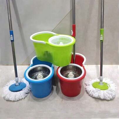 Trapeador Mágico Con Exprimidor Giratorio 360 Color Variado Trapeador Practico Para Limpieza Del Hogar Lindo Diseño Lavado Rotativo Doble Accionamiento Cubo Giratorio Escurridor Lavado Rotativo De Presión Manual De Doble Tracción Microfibra Absorbente